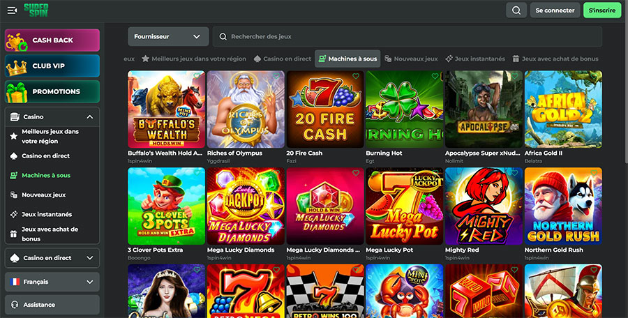 super spin casino machines a sous